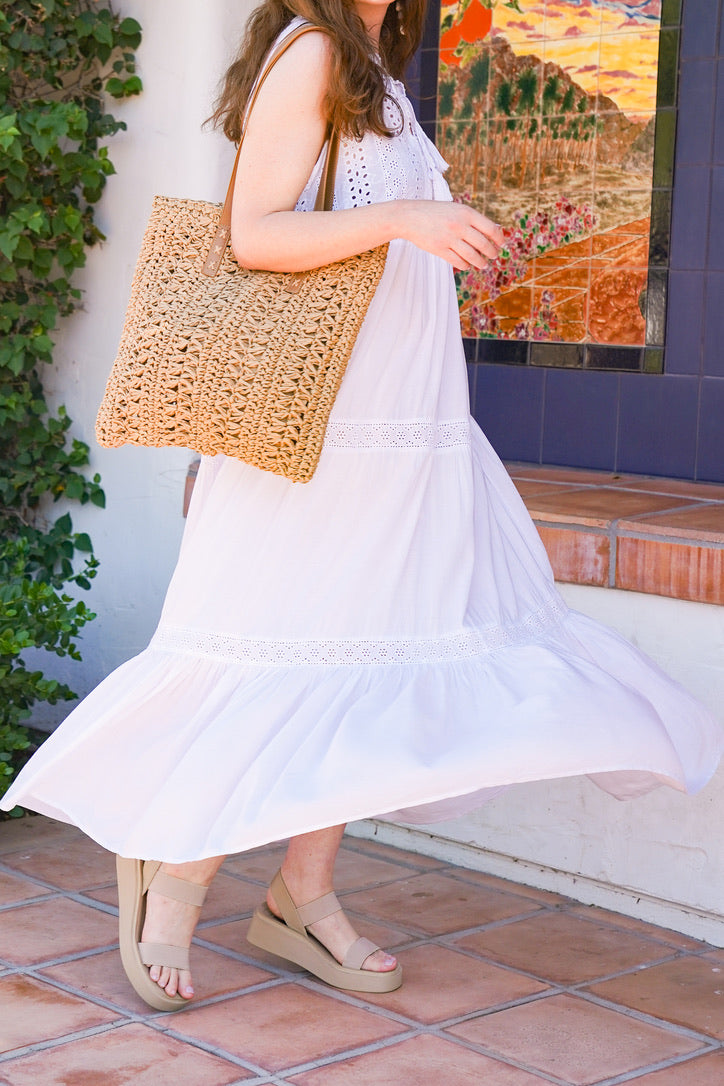 Eyelet Gypsy Maxi Tank Dress | Vacation Ready Maxi Dresses – Boho