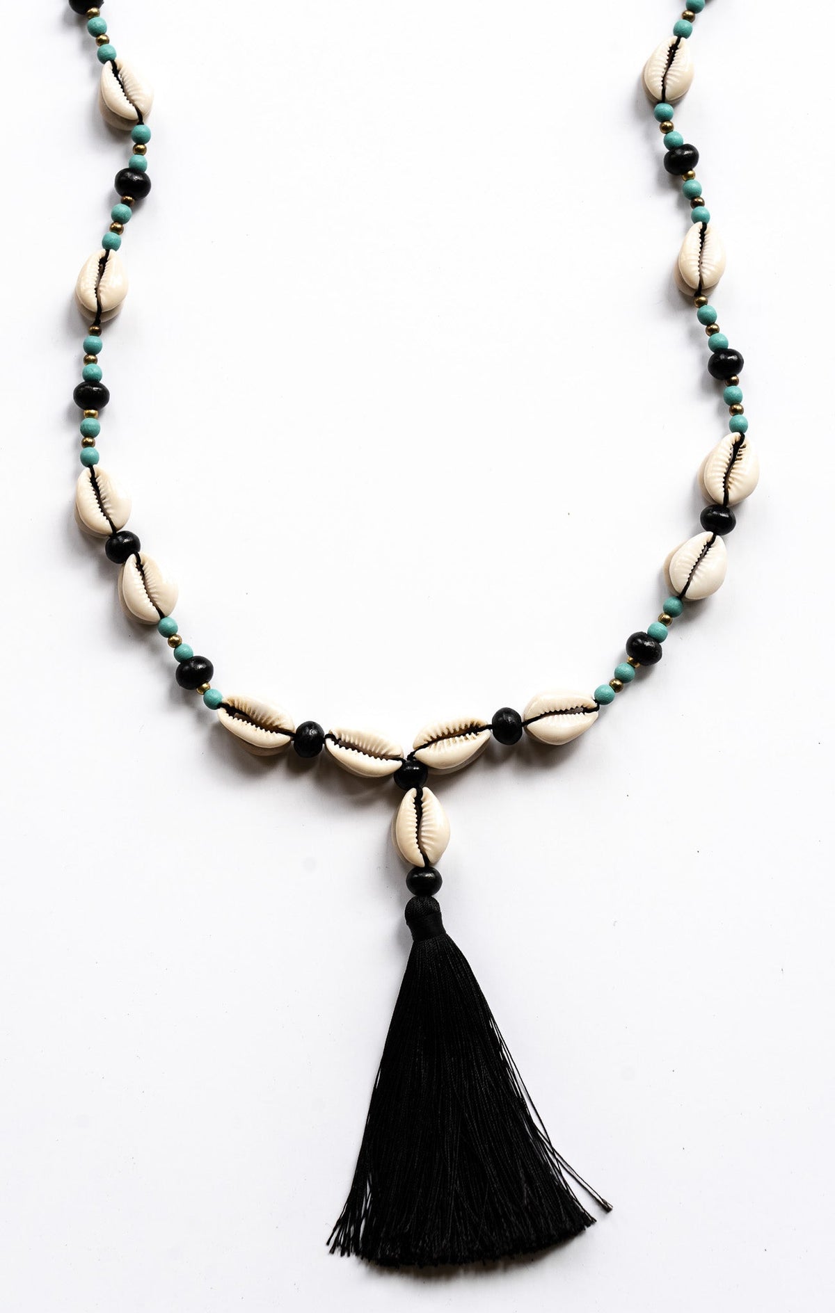 Black Wood Cowrie Tassel Necklace | Shop Bali Queen