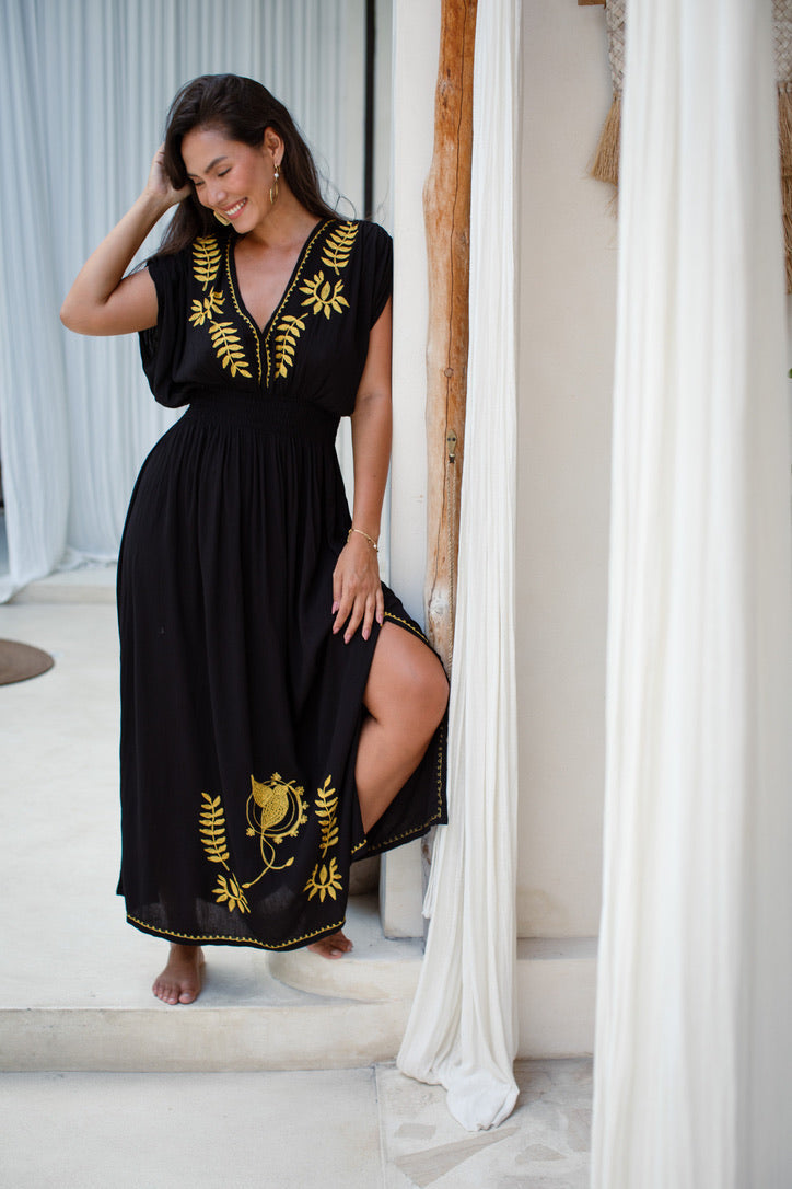 black and gold butterfly dress Trina | Butterfly Beaded Fringe Gown | Primavera 3966 | Butterfly Formal Dress, Evening Dress