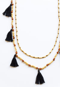 Lilo Layered Wooden Tassel Necklace | Shop Bali Queen