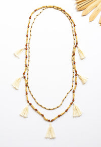Lilo Layered Wooden Tassel Necklace | Shop Bali Queen