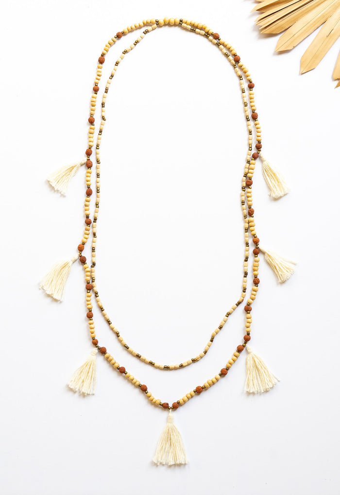 Lilo Layered Wooden Tassel Necklace | Shop Bali Queen