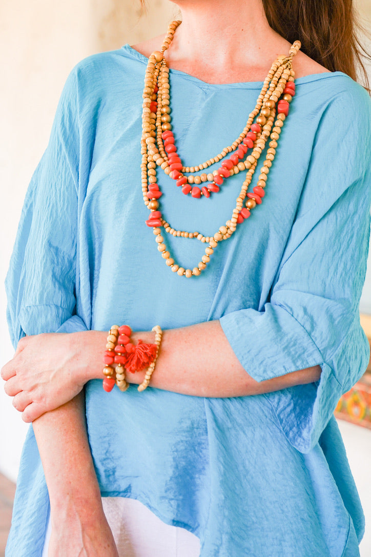 Wood & Resin Multi Strand Necklace | Shop Bali Queen