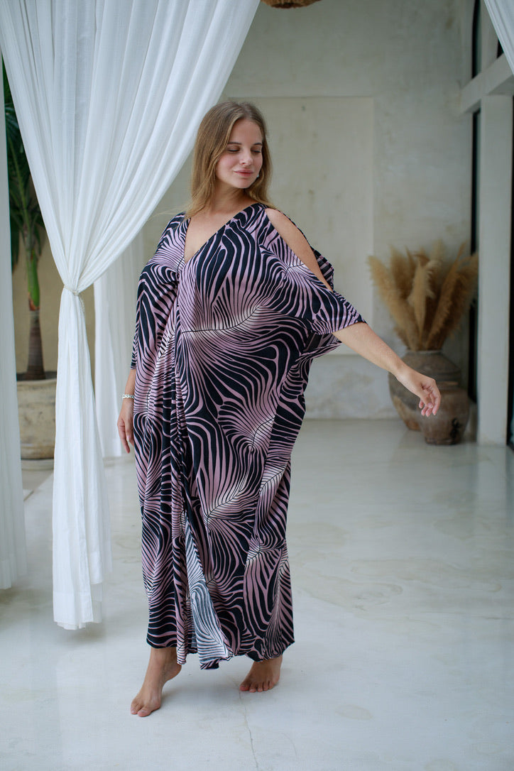 Kai Open Shoulder Caftan | Boho Open Shoulder Caftans – Luxe Resort Wear
