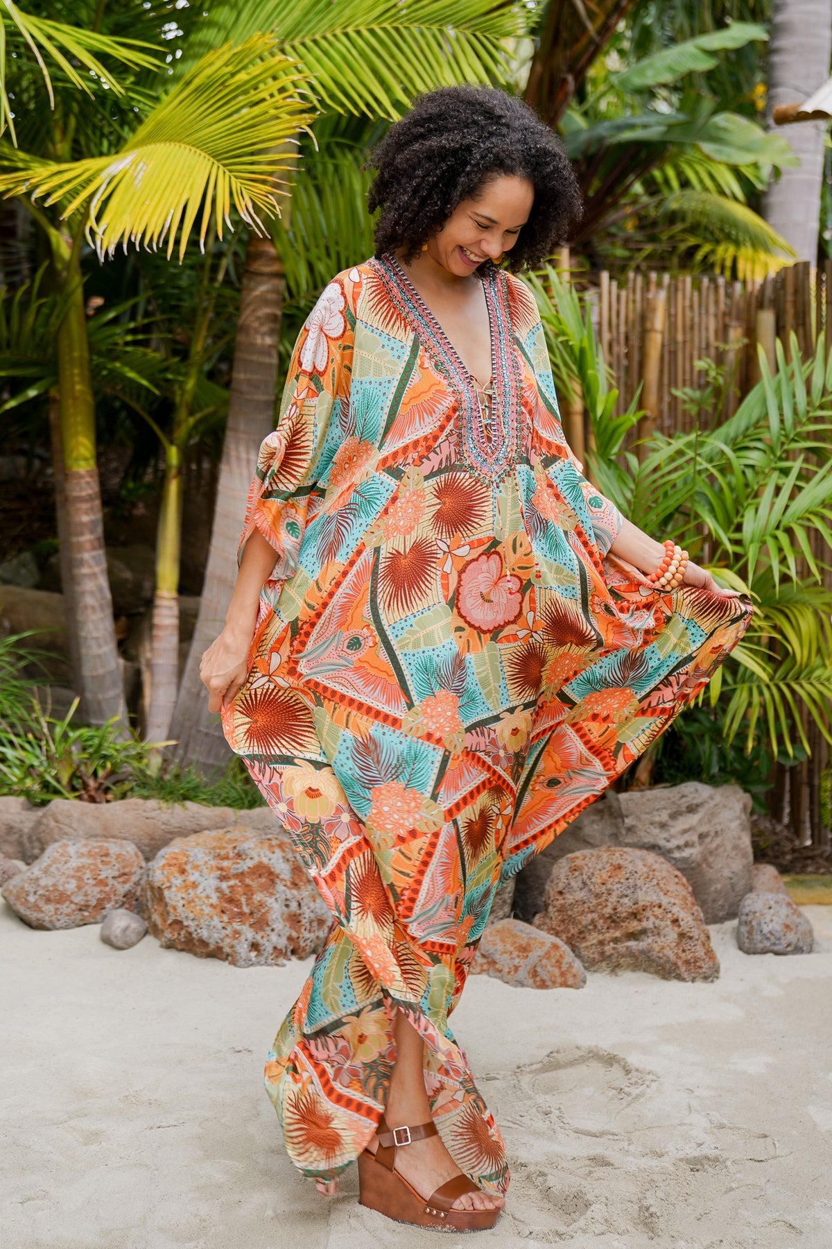 Bombay Jeweled Long Caftan | Shop Coco Rose Boutique Beach & Resort Wear