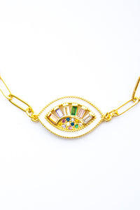 18K Link Rainbow Evil Eye Bracelet | Shop Bali Queen