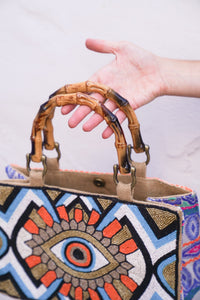 Boho Burlap Evil Eye Purse | Shop Coco Rose Boutique Beach & Resort Wear