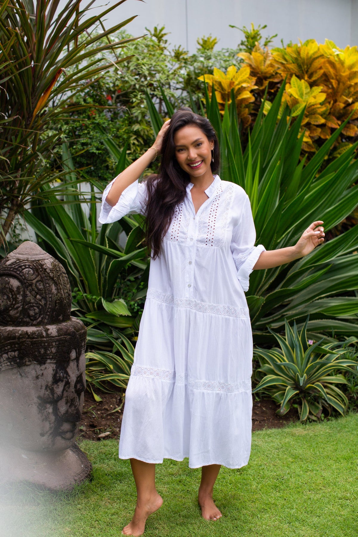 Eyelet Gypsy Tiered Midi Dress | Shop Coco Rose Boutique Beach & Resort Wear