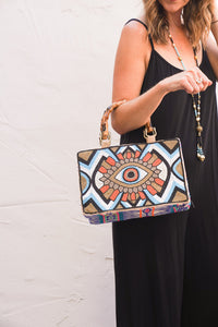 Boho Burlap Evil Eye Purse | Shop Coco Rose Boutique Beach & Resort Wear