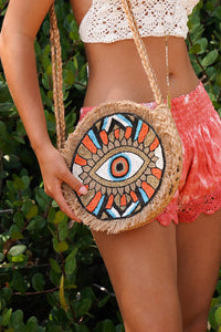 Evil Eye Jute Crossbody | Shop Coco Rose Boutique Beach & Resort Wear