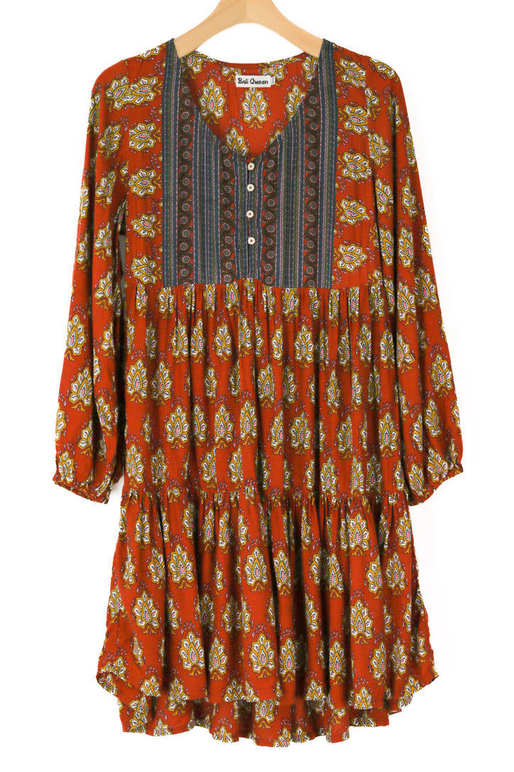 Alana Mini Dress M/L / Burnt Orange / Rayon Alana Mini Dress M/L / Burnt Orange / Rayon