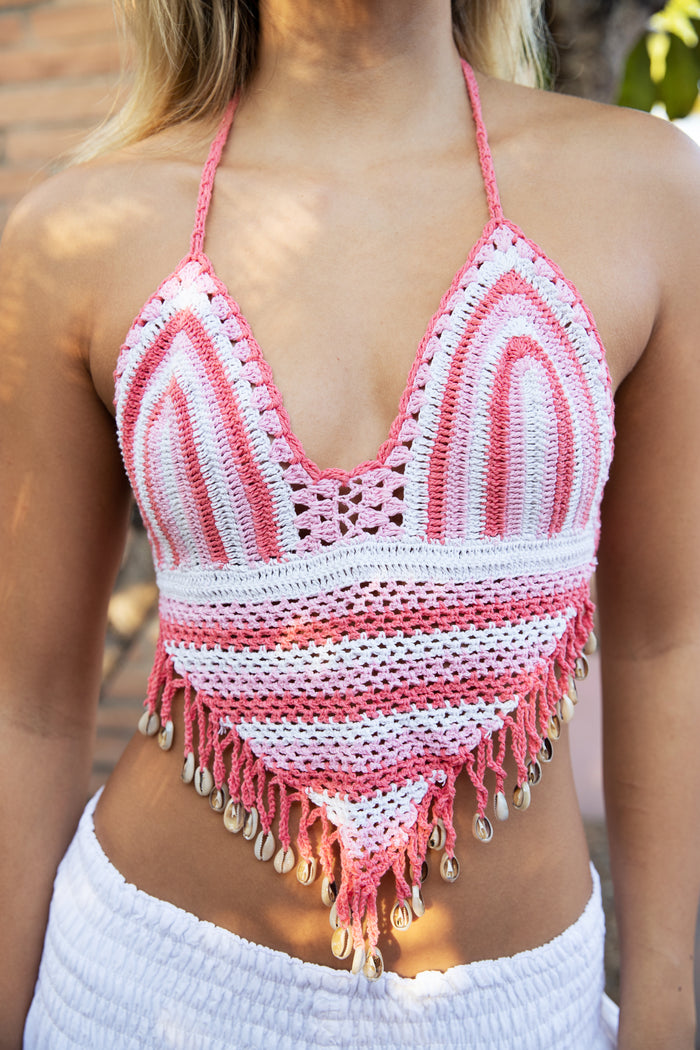 Sherbet Crochet Cowrie Shell Top | Shop Coco Rose Boutique Beach & Resort Wear