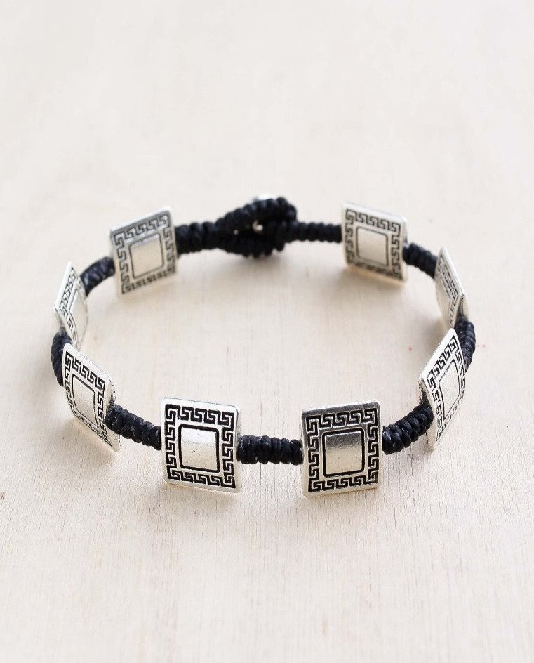 Silver Square Etched Alloy Bracelet | Shop Coco Rose Boutique Beach & Resort Wear