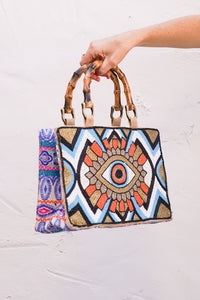 Boho Burlap Evil Eye Purse | Shop Coco Rose Boutique Beach & Resort Wear