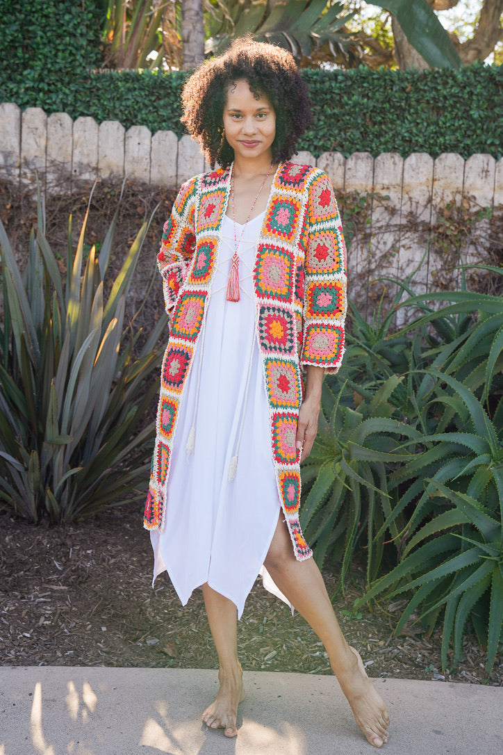 Women Crochet Kimono Cardigan, Knit Kimono Cardigan, Cotton Kimono