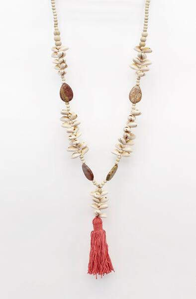 Stone & Shell Tassel Necklace | Shell Jewelry Collection – Cowrie
