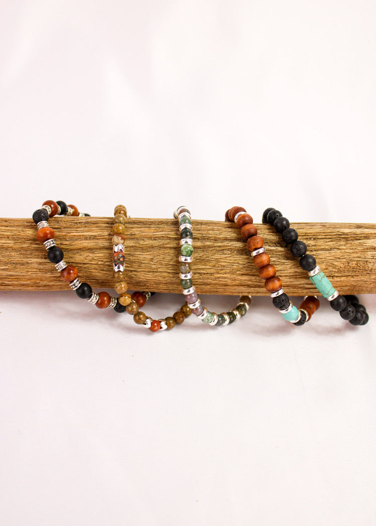 Unisex Picture Jasper Alloy Stretch Bracelet | Shop Bali Queen