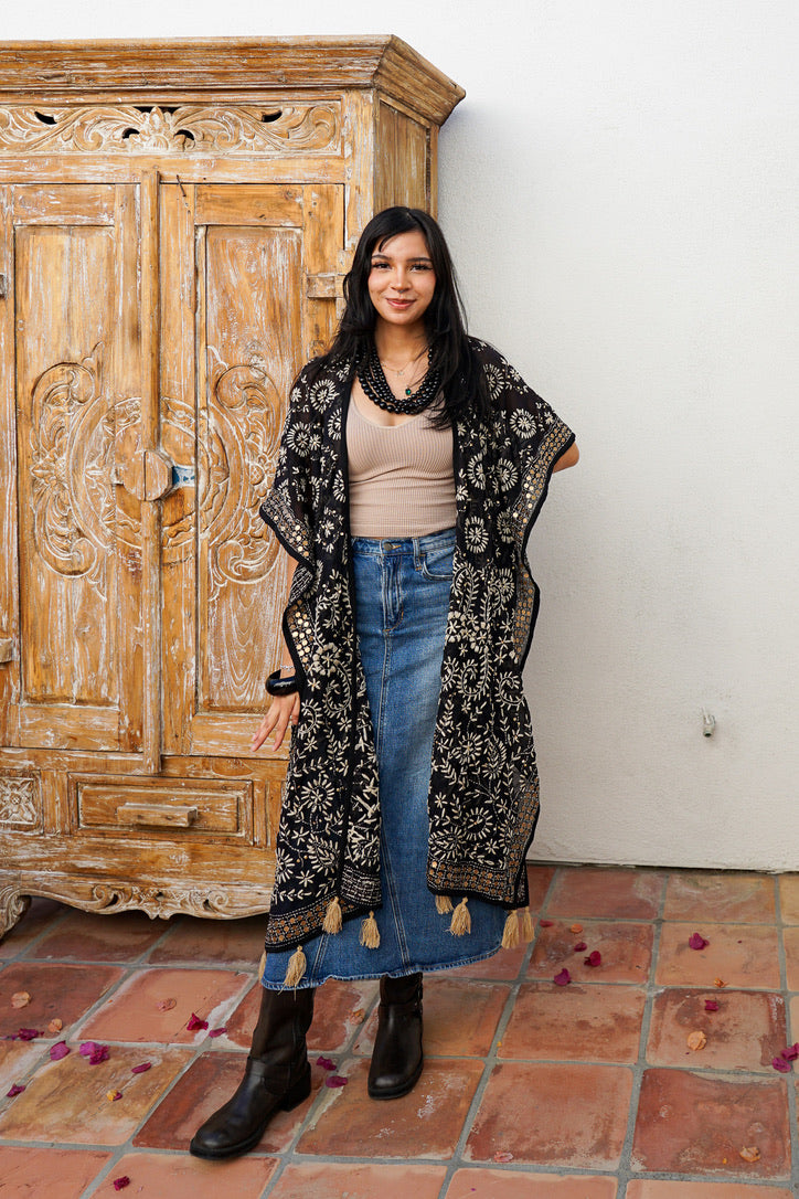 Boho Blossom Long Kimono