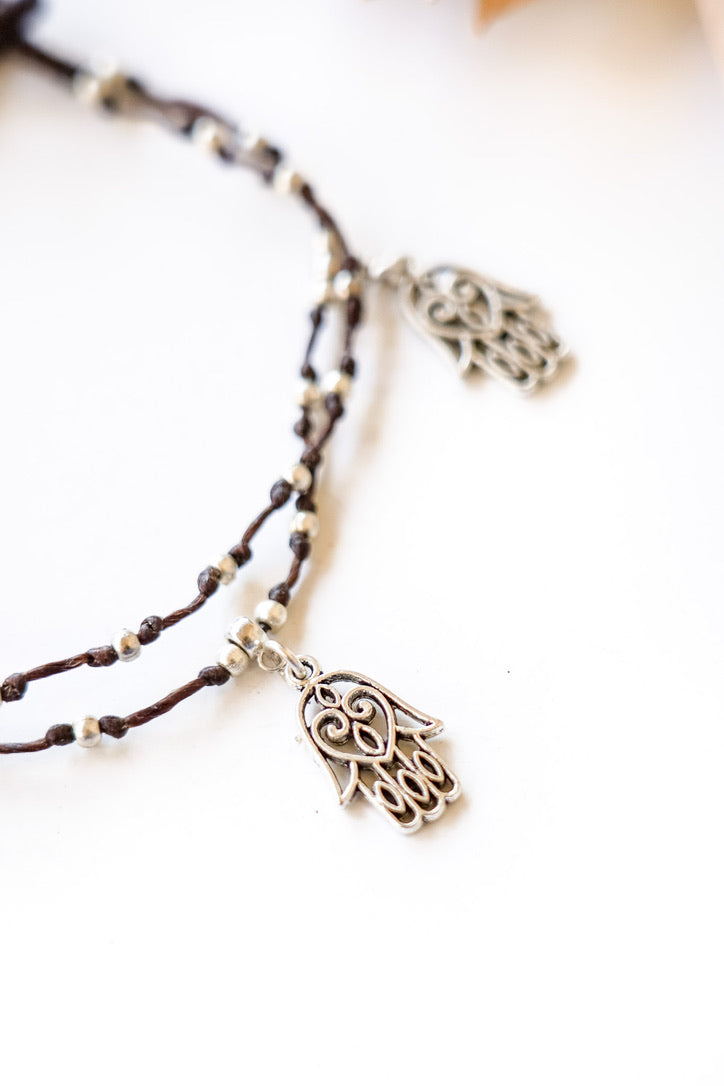 Double Strand Hamsa Alloy Anklet | Shop Bali Queen