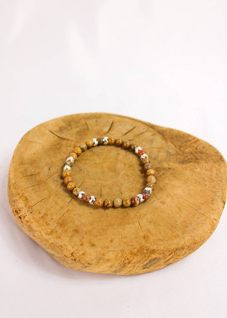 Unisex Picture Jasper Alloy Stretch Bracelet | Shop Bali Queen