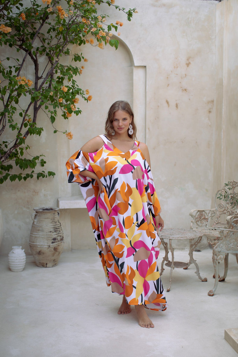 coconut row palm beach clothing Palm Springs Open Shoulder Caftan | Boho Open Shoulder Caftans – Luxe Resort Wear