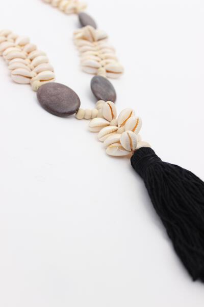 Stone & Shell Tassel Necklace | Shell Jewelry Collection – Cowrie