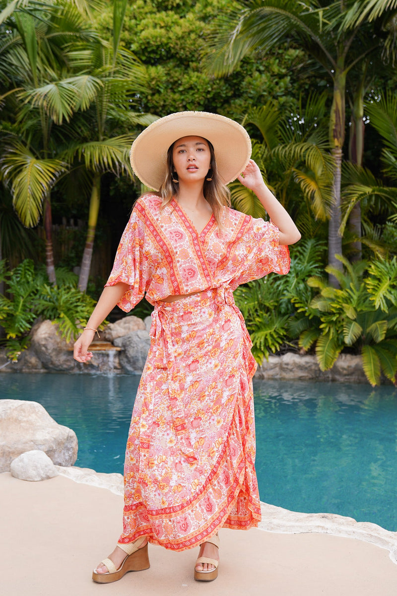 Wild Flower Wrap Skirt M/L / Sunrise / Rayon