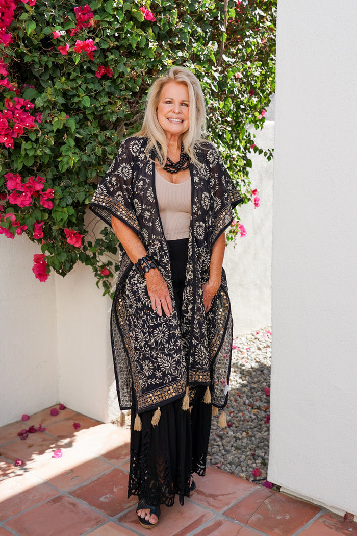 Boho Blossom Long Kimono