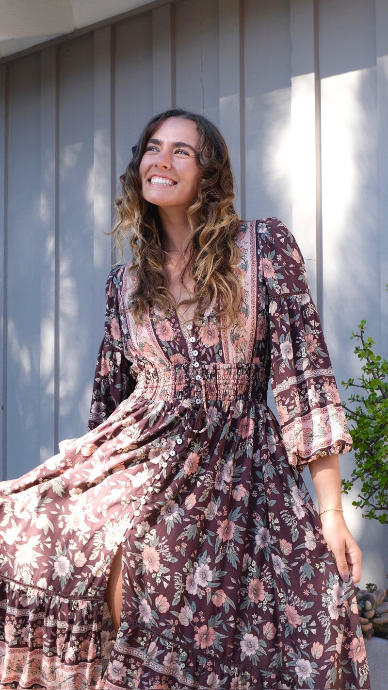 Logan Long Sleeve Belle Maxi | Vacation Ready Maxi Dresses Boho Chic Styles | Coco Rose S/M / Rayon Logan Long Sleeve Belle Maxi | Vacation Ready Maxi Dresses Boho Chic Styles | Coco Rose S/M / Rayon