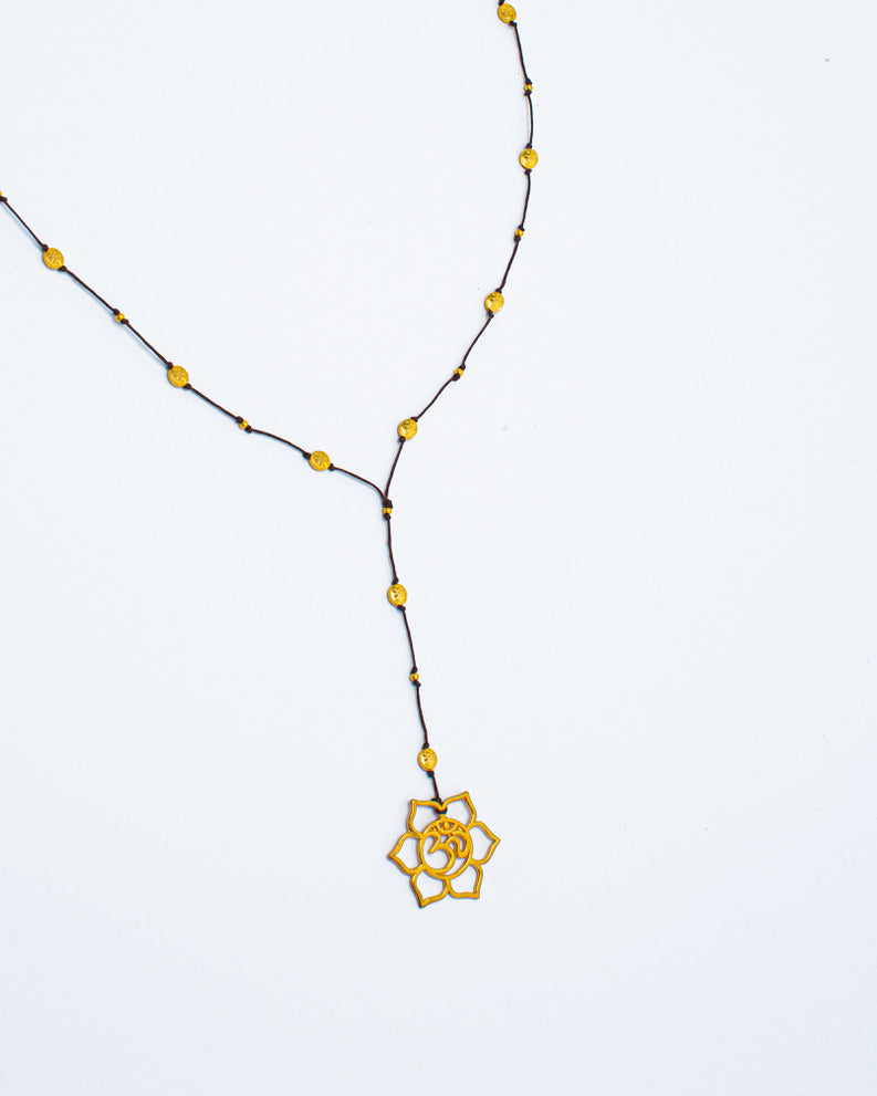 Floral Ohm Gold Alloy Necklace | Shop Bali Queen