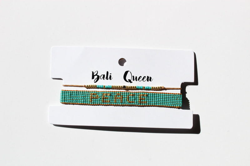 Seed Bead Peace 2-Pack Bracelets | Shop Bali Queen