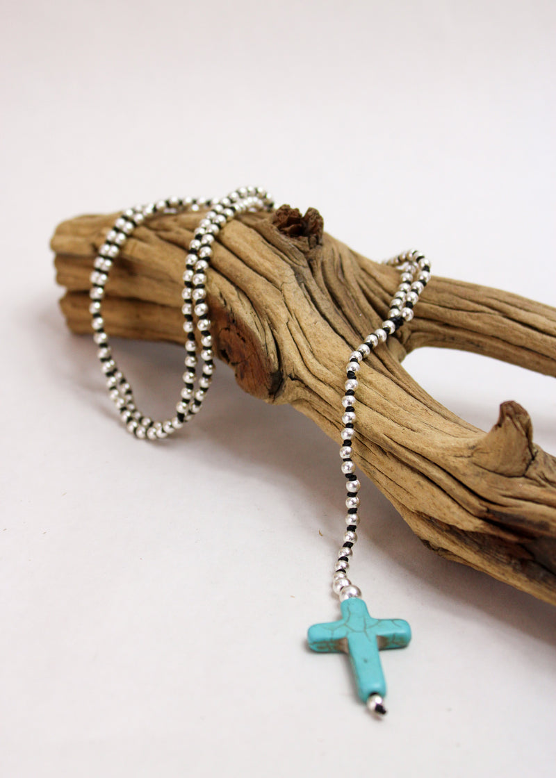 Turquoise Cross Alloy Necklace | Shop Coco Rose Boutique Beach & Resort Wear