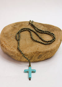 Turquoise Cross Alloy Necklace | Shop Coco Rose Boutique Beach & Resort Wear