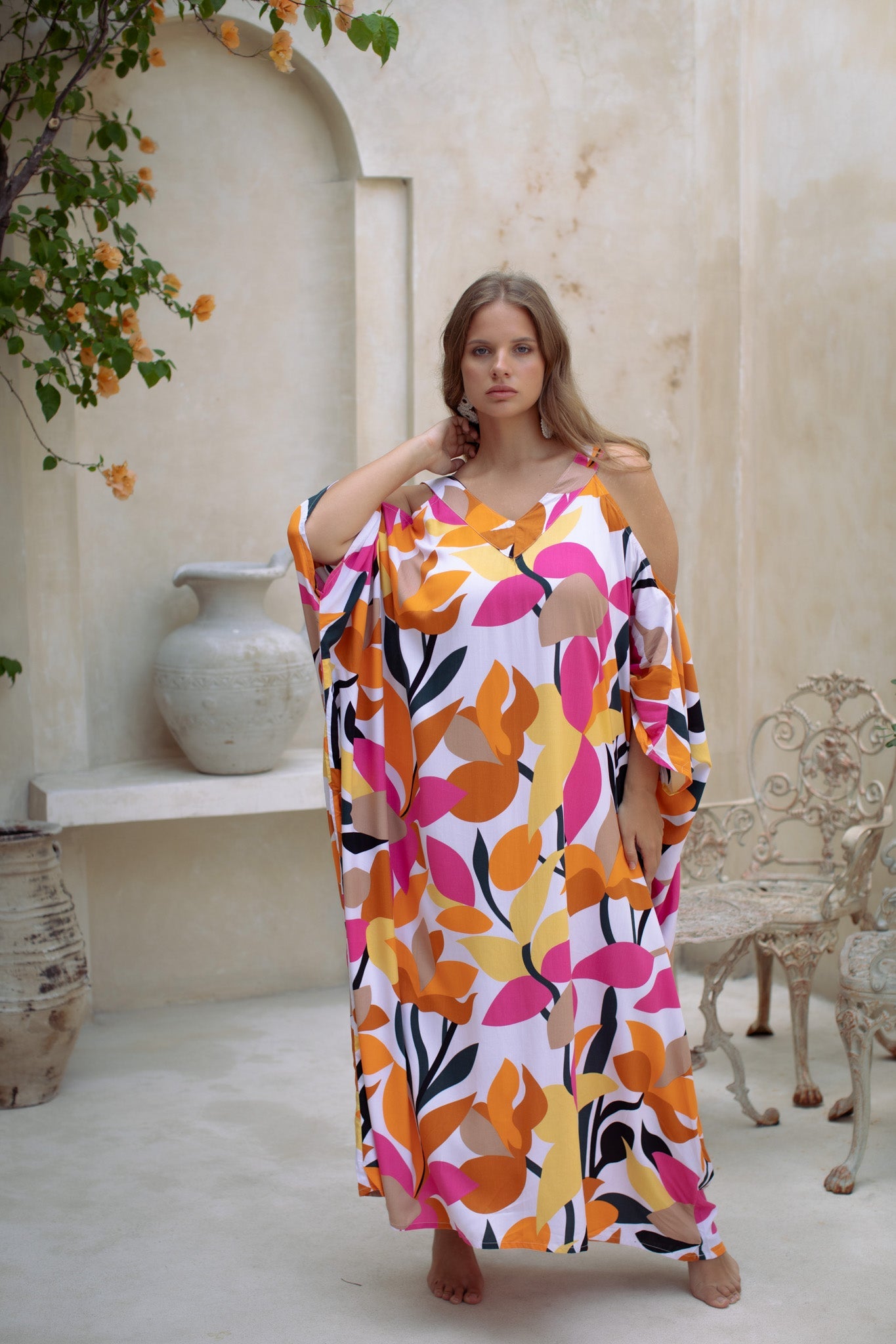 Palm Springs Open Shoulder Caftan | Boho Open Shoulder Caftans