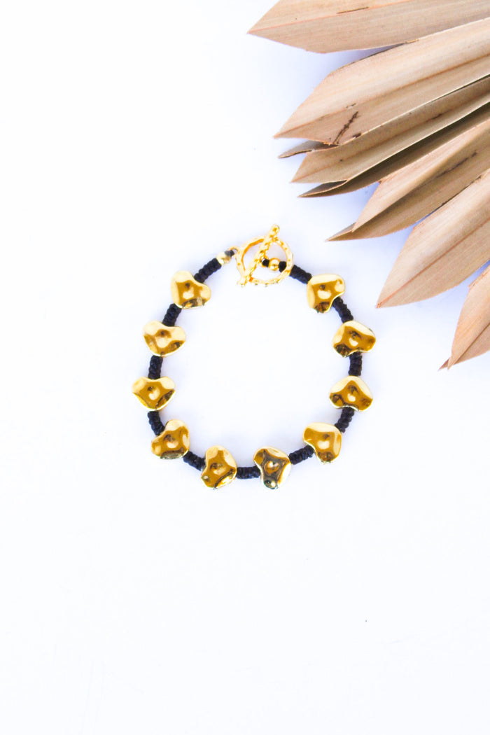 Hammered Heart Gold Alloy SS Bracelet #8 | Shop Bali Queen