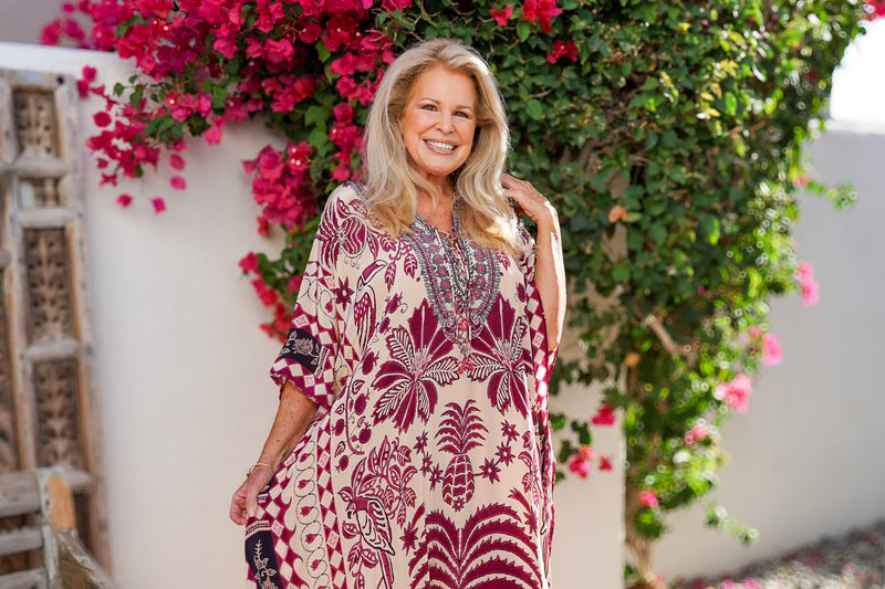 Bombay Jeweled Long Caftan | Elegant Long Caftans Luxury Resort & Beach Styles | Coco Rose One Size / Orchid Dusk / Viscose Silk Bombay Jeweled Long Caftan | Elegant Long Caftans Luxury Resort & Beach Styles | Coco Rose One Size / Orchid Dusk / Viscose Silk