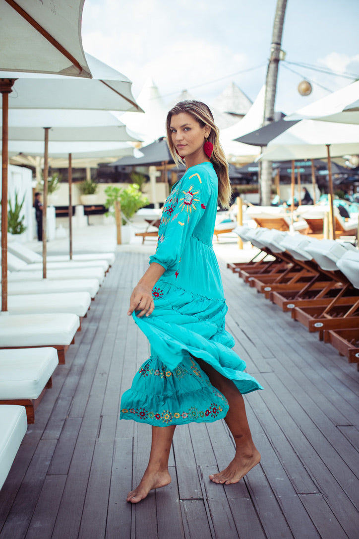 Tula Dress One Size / Turquoise / Rayon Tula Dress One Size / Turquoise / Rayon