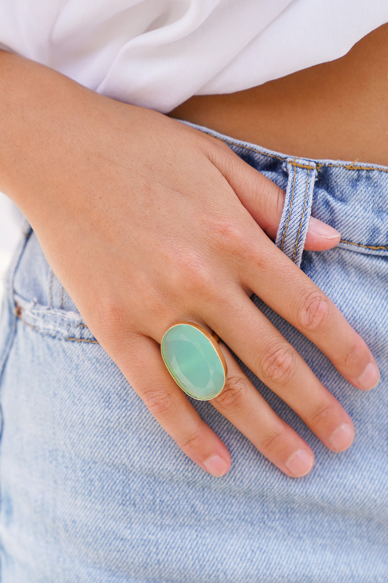 Dasha Amazonite Shield Ring | Shop Bali Queen