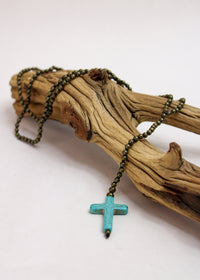 Turquoise Cross Alloy Necklace | Shop Coco Rose Boutique Beach & Resort Wear