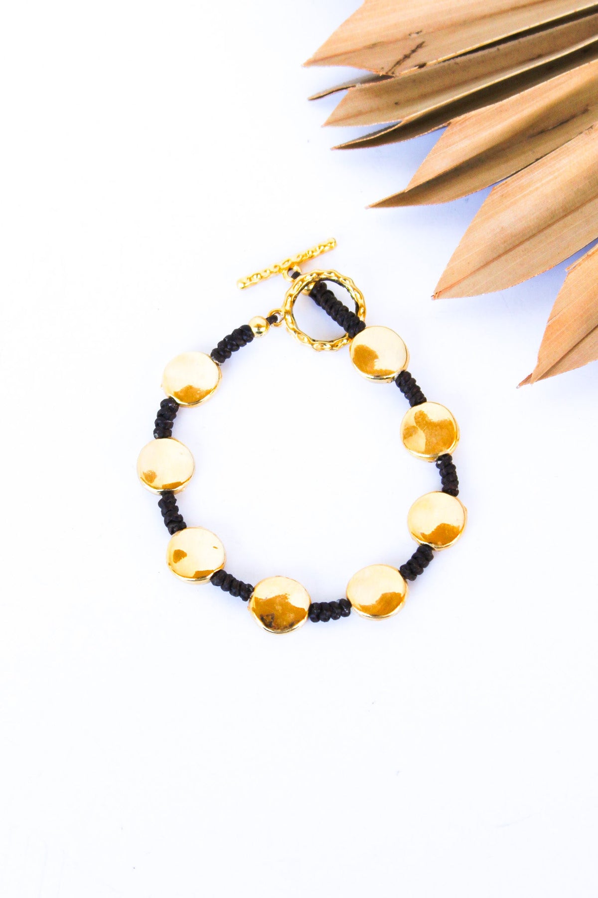 Hammered Circle Gold Alloy SS Bracelet #5 | Shop Bali Queen