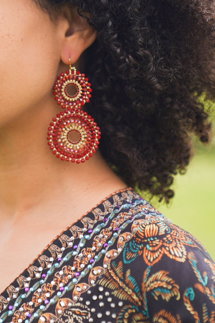 Thai Crystal Double Circle Earrings | Shop Bali Queen