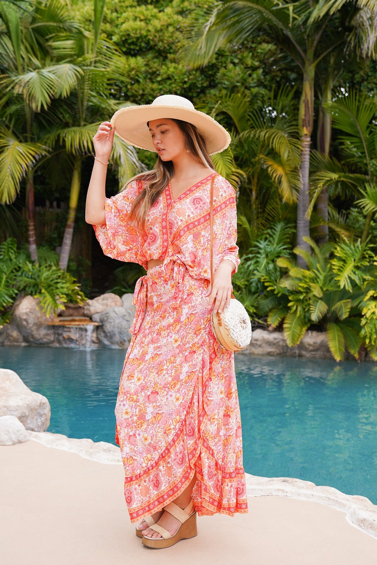 boho kimono dress MYRA Bell Sleeve Wrap Kimono Dress in Gypsy Southwest (One Size)