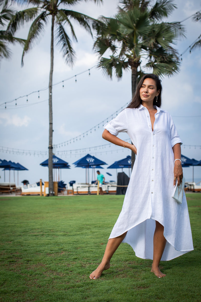 Amalfi Shirt Dress L/XL / White / Cotton Amalfi Shirt Dress L/XL / White / Cotton