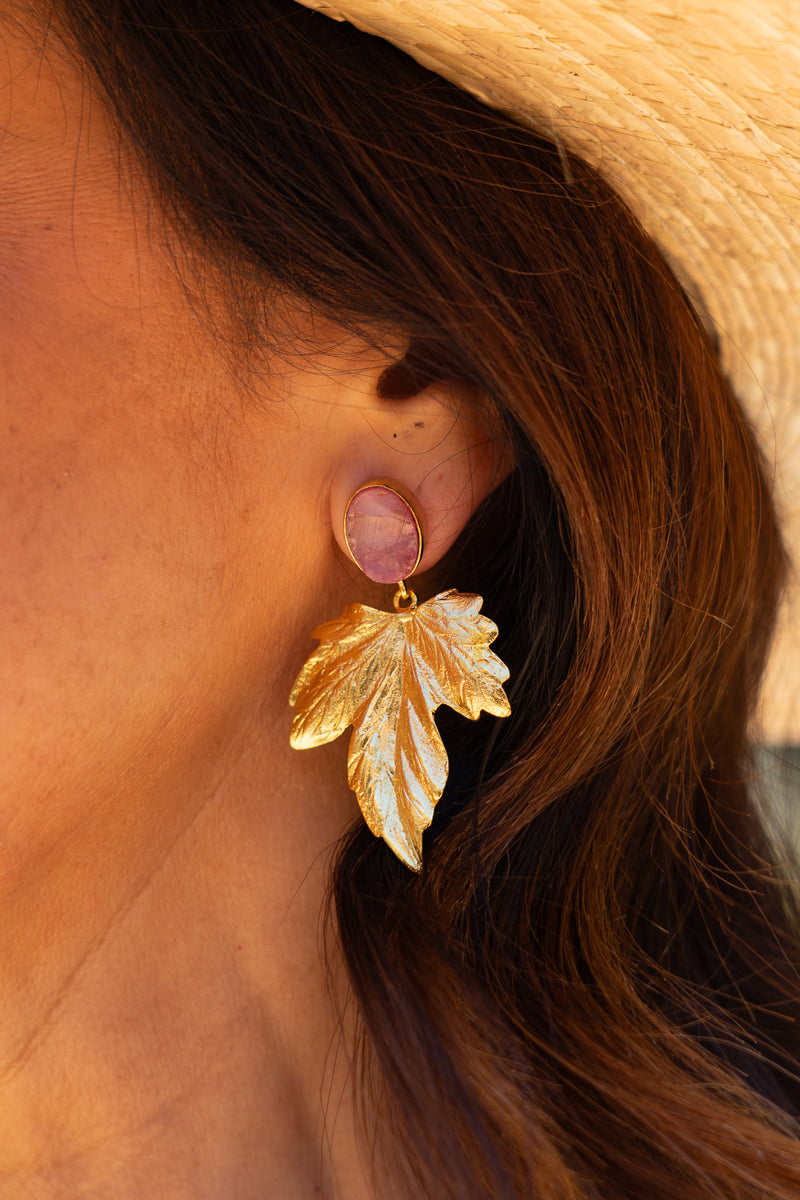 Dasha Pink Chalcedony Palm Earring | Shop Coco Rose Boutique Beach & Resort Wear