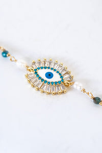 18K Toggle Blinking Evil Eye Pearl & Sodalite Bracelet | Shop Bali Queen