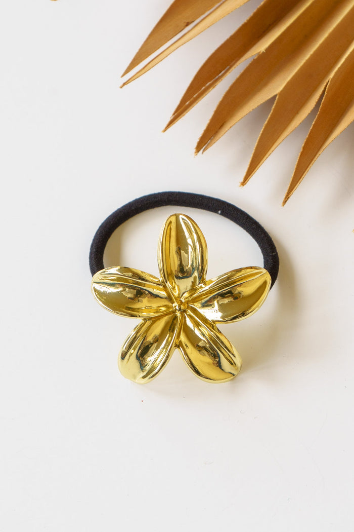 Golden Plumeria Hair Tie | Shop Coco Rose Boutique Beach & Resort Wear