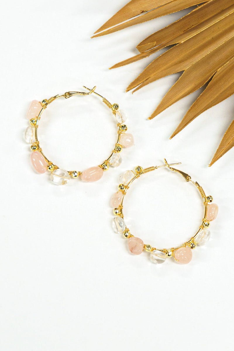 Beach Pebbles Stone & Crystal Hoop Earring | Shop Coco Rose Boutique Beach & Resort Wear
