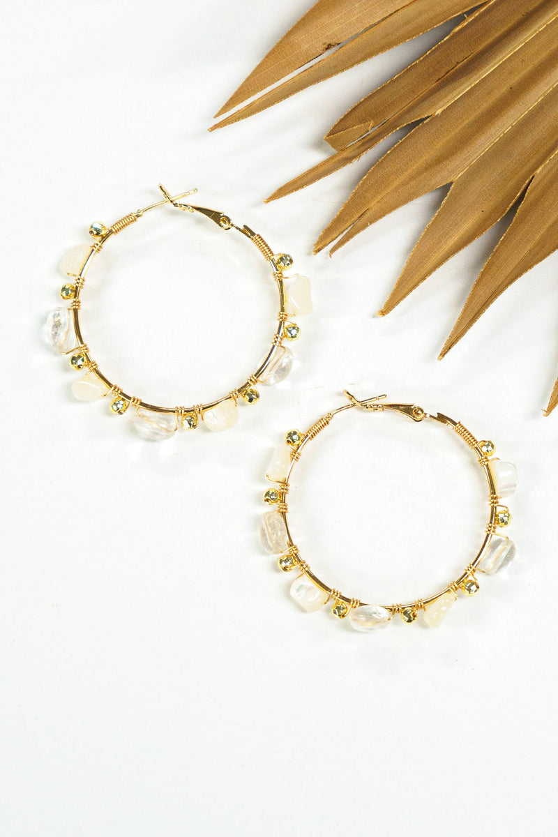 Beach Pebbles Stone & Crystal Hoop Earring | Shop Coco Rose Boutique Beach & Resort Wear
