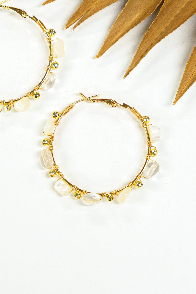 Beach Pebbles Stone & Crystal Hoop Earring | Shop Coco Rose Boutique Beach & Resort Wear