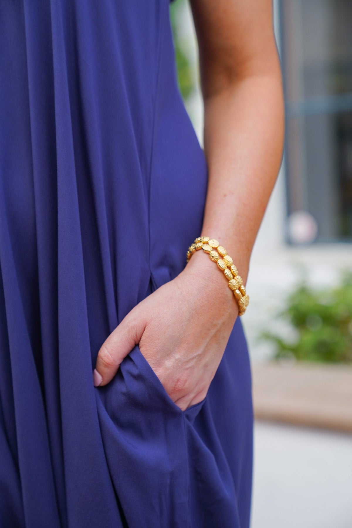 Rosette Gold Alloy Stretch Bracelet | Shop Bali Queen